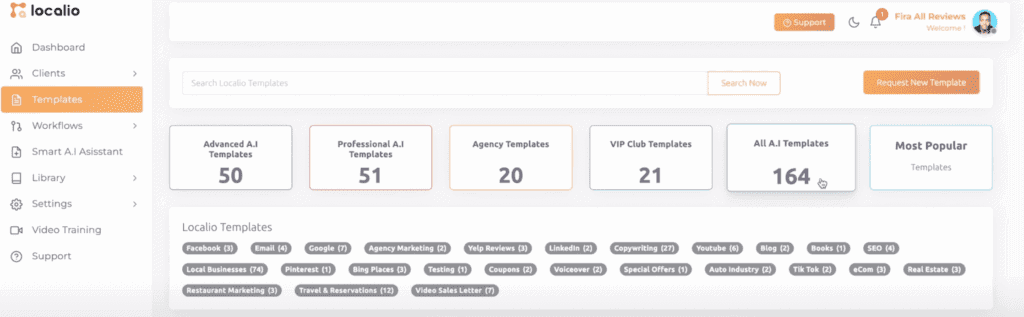 Localio Review - Sell Content Using AI To Local Businesses localio ai dashboard
